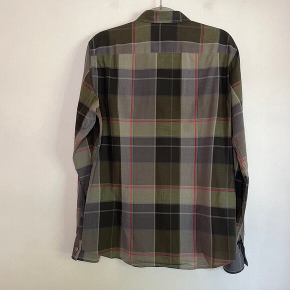 Boss Hugo Boss Mens Slim Fit Plaid Button Up Top Size Medium Gray Red Career - Picture 2 of 8